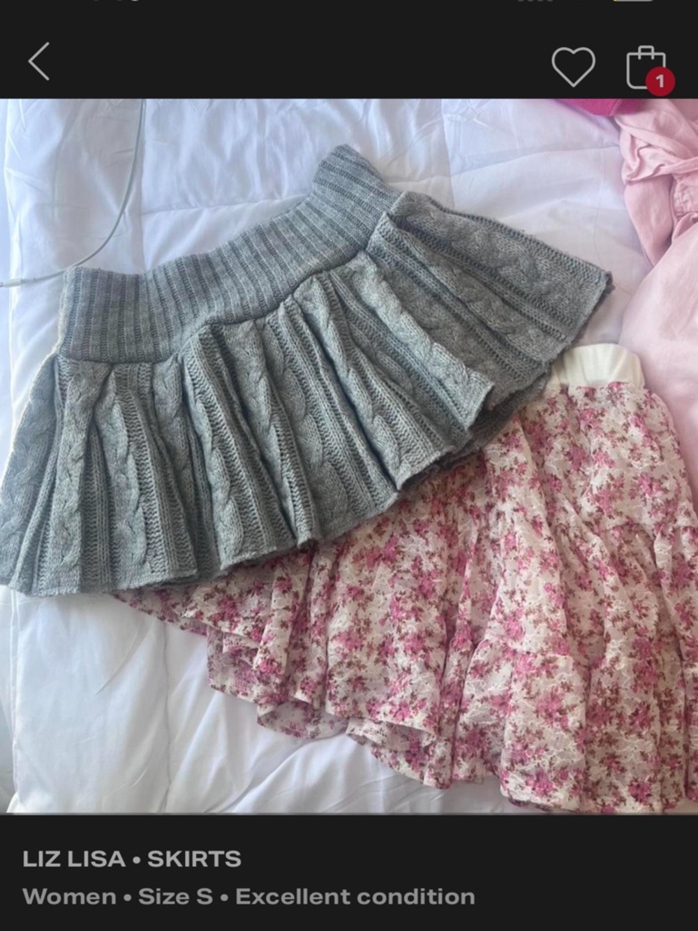 LIZ LISA Pink Floral & Gray Knit Mini Skirt Duo
